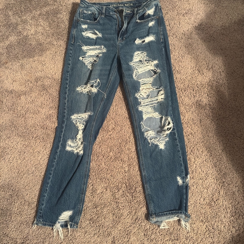 Distressed Blue Jeans
